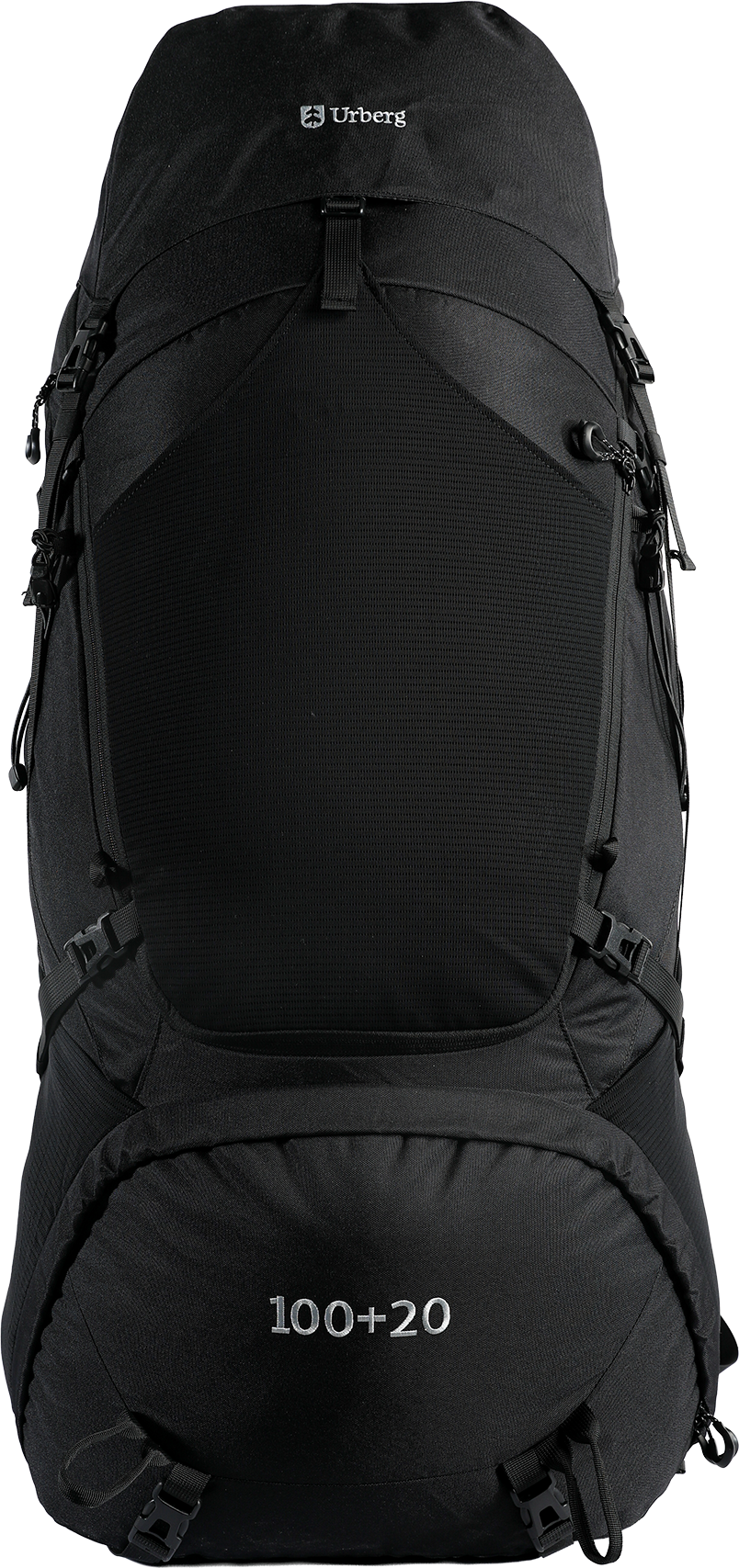 Urberg Trekking 100L+20L svart ekspedisjonssekk
